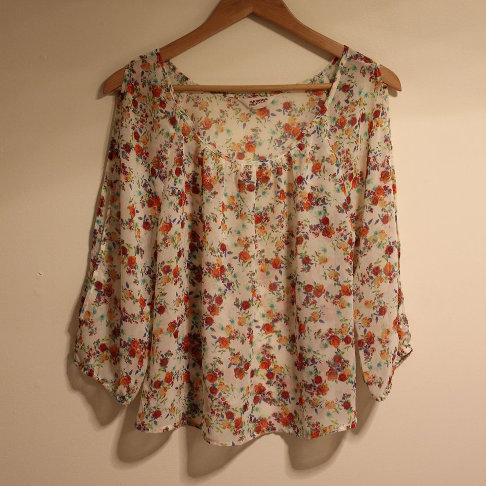 Vintage Arizona Sheer Floral Cold Shoulder Top